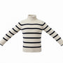 J.Crew Womens Ivory & Navy Merino Striped Turtleneck Sweater Warm Knit Sz XS