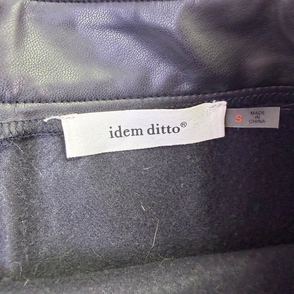 Idem Ditto Womens Black Skater Skirt Flared Faux Leather Size S