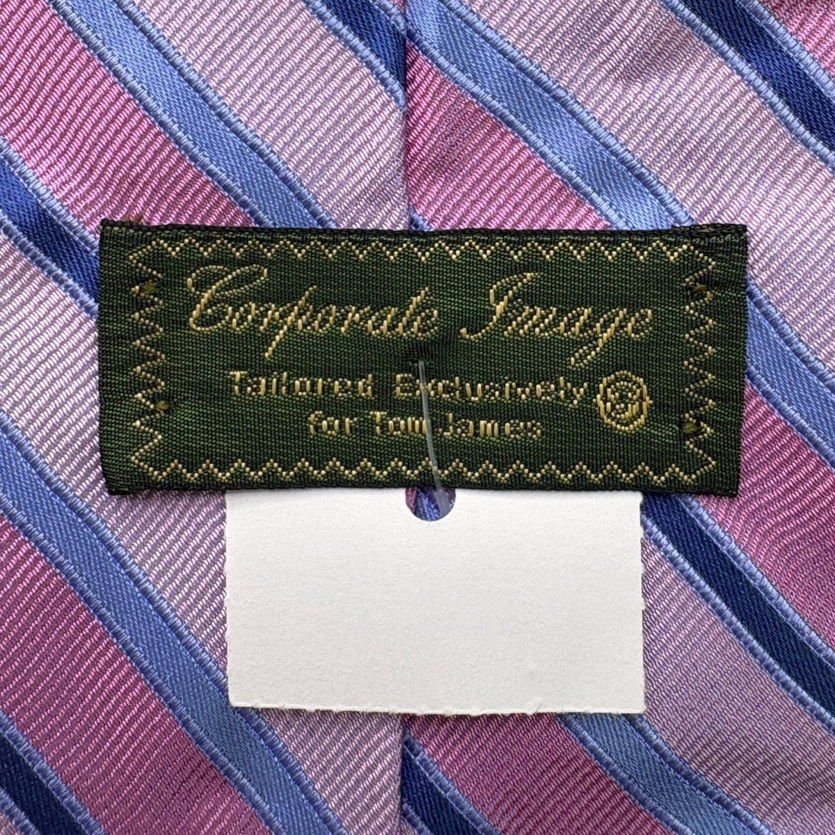 Corporate Image Mens Pink Blue Silk Striped Necktie All Silk Accessory