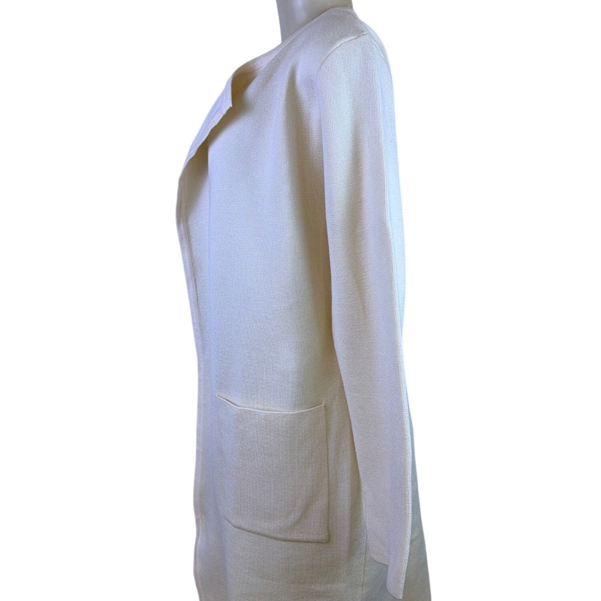 Anrabess Womens Beige Open Front Longline Cardigan Coat Pockets