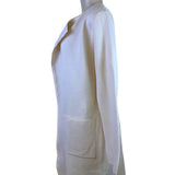 Anrabess Womens Beige Open Front Longline Cardigan Coat Pockets