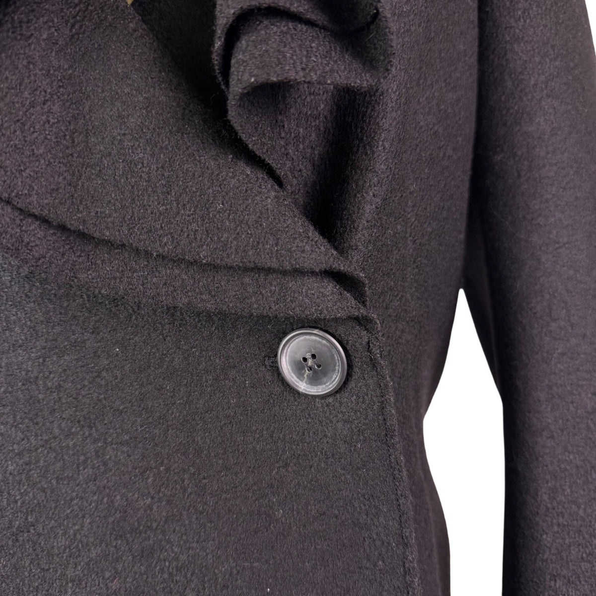 Lafayette 148 Womens Black Wool Ruffled Blazer Button Front Size 6P