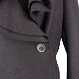 Lafayette 148 Womens Black Wool Ruffled Blazer Button Front Size 6P