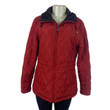 Weatherproof Womens Red Quilted Jacket  Faux Sherpa Lined Full Zip Sz M