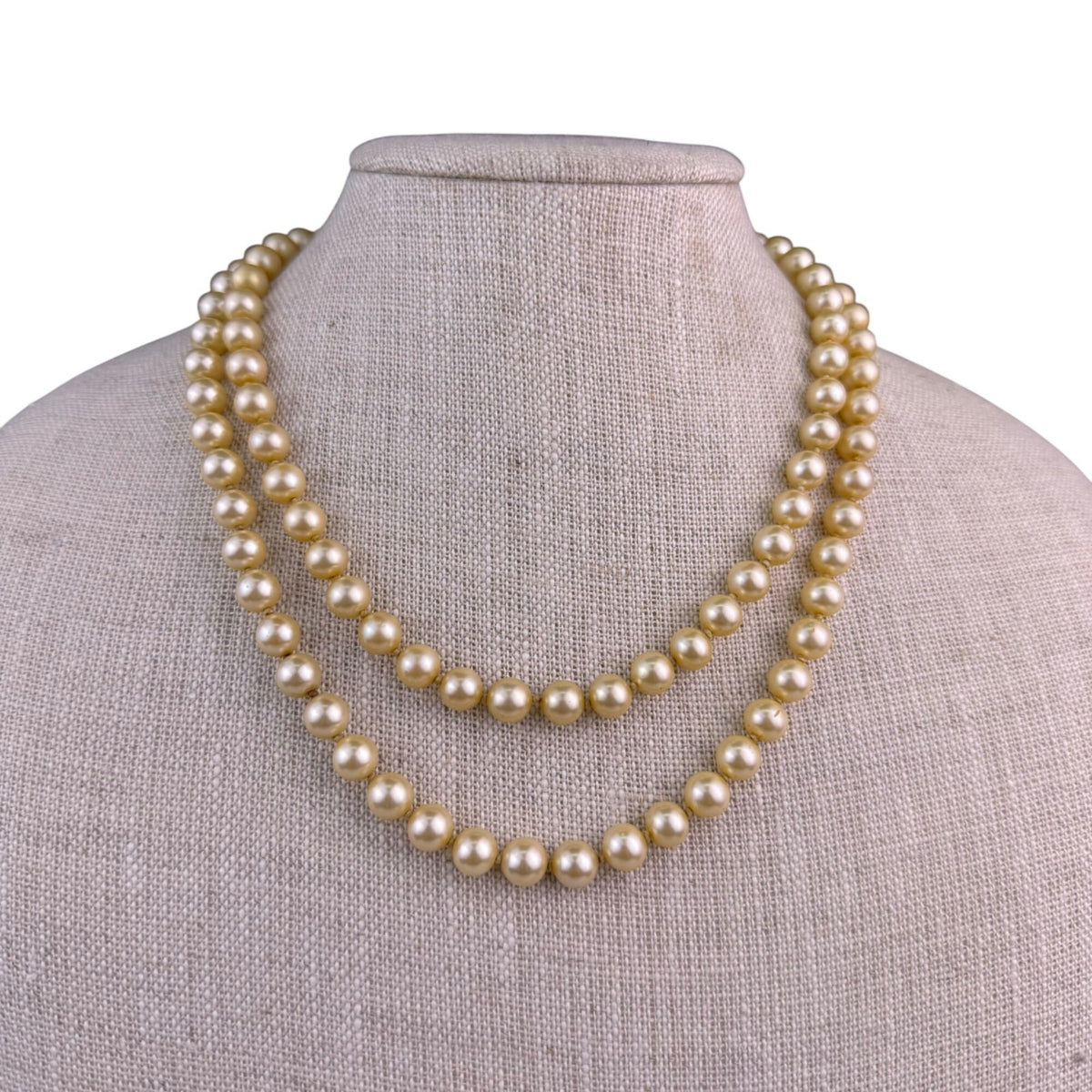 Marvella Womens Gold Tone Faux Pearl Long Necklace Elegant Beaded Strand