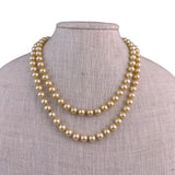 Marvella Womens Gold Tone Faux Pearl Long Necklace Elegant Beaded Strand