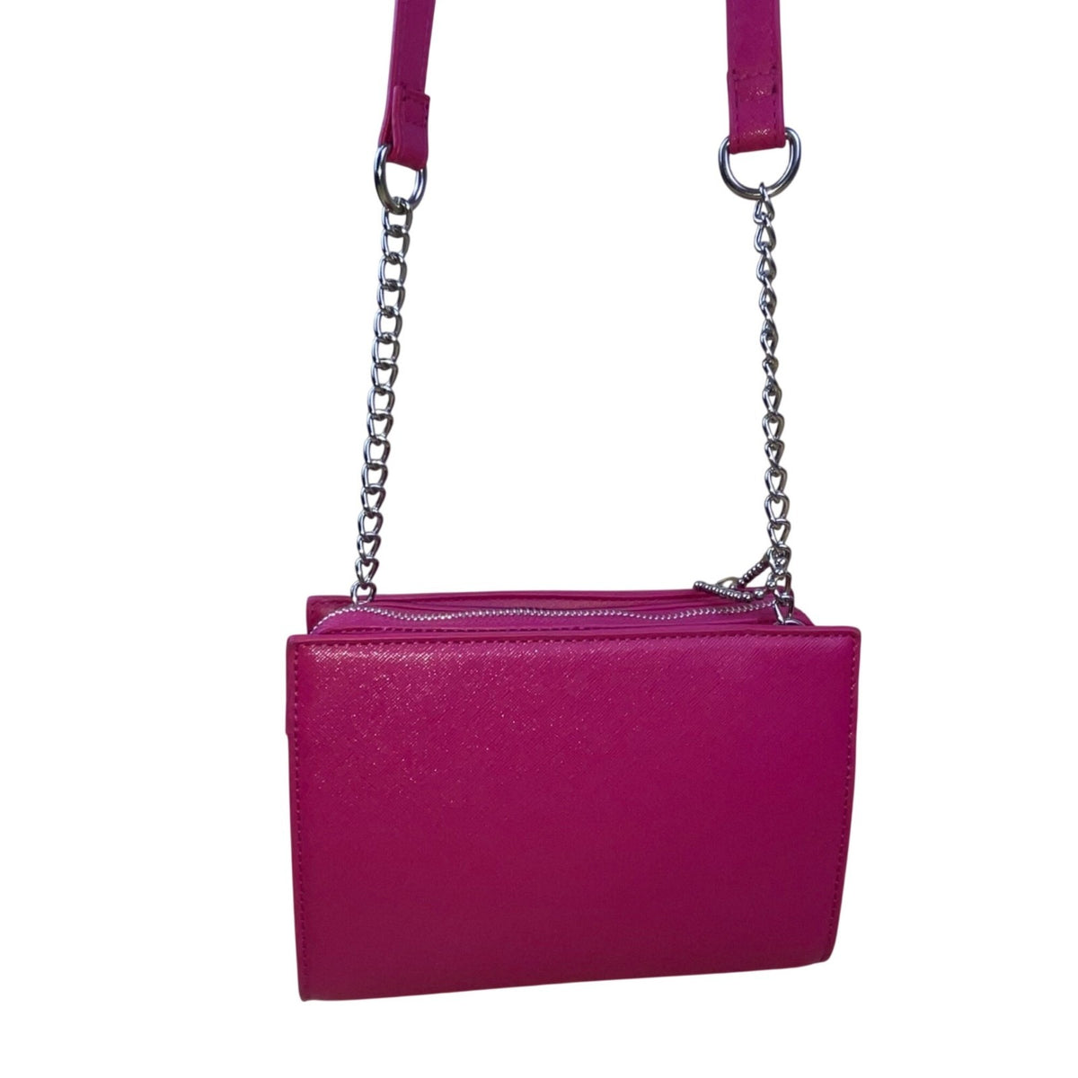 Steve Madden Women’s Fuchsia Faux Leather Chain Strap Compact Crossbody Bag