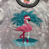 Tipsy Elves Unisex Gray Flamingo Christmas Sweater Festive Seasonal Knit Sz L