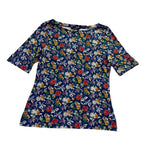 Lauren Ralph Lauren Womens Blue Floral Print Cotton Blend Top Size L