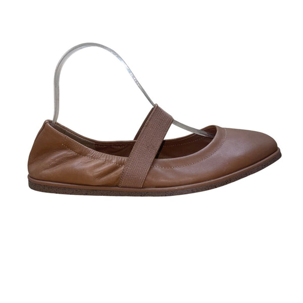 Lucky Brand Women’s Brown Leather Elastic Strap Walnen Ballet Flat Size 8M