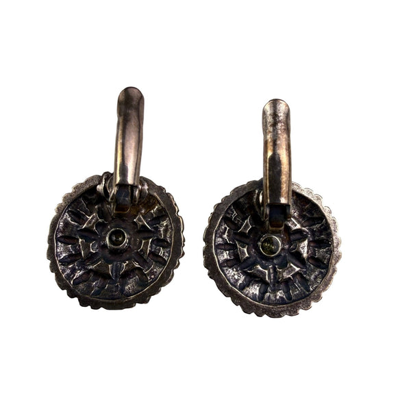 Vintage Silver Tone Womens Embellished Earrings Faux Pearls Round Drop Hook Desi