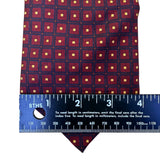 Nautica Mens Burgundy Silk Tie Yellow Square Pattern Classic Necktie
