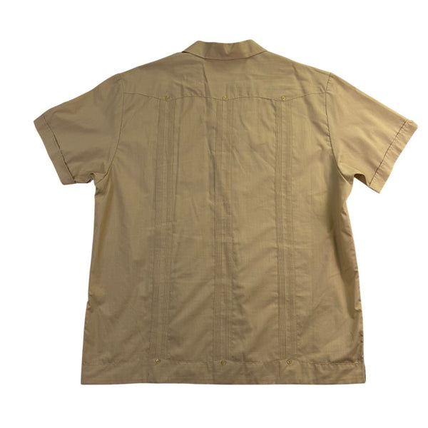 The Havanera Co Mens Beige Guayabera Shirt With Embroidery Size XL