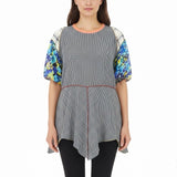 Nothing Matches Womens Multicolor Striped Acetate/Rayon/Linen Tunic Top 1