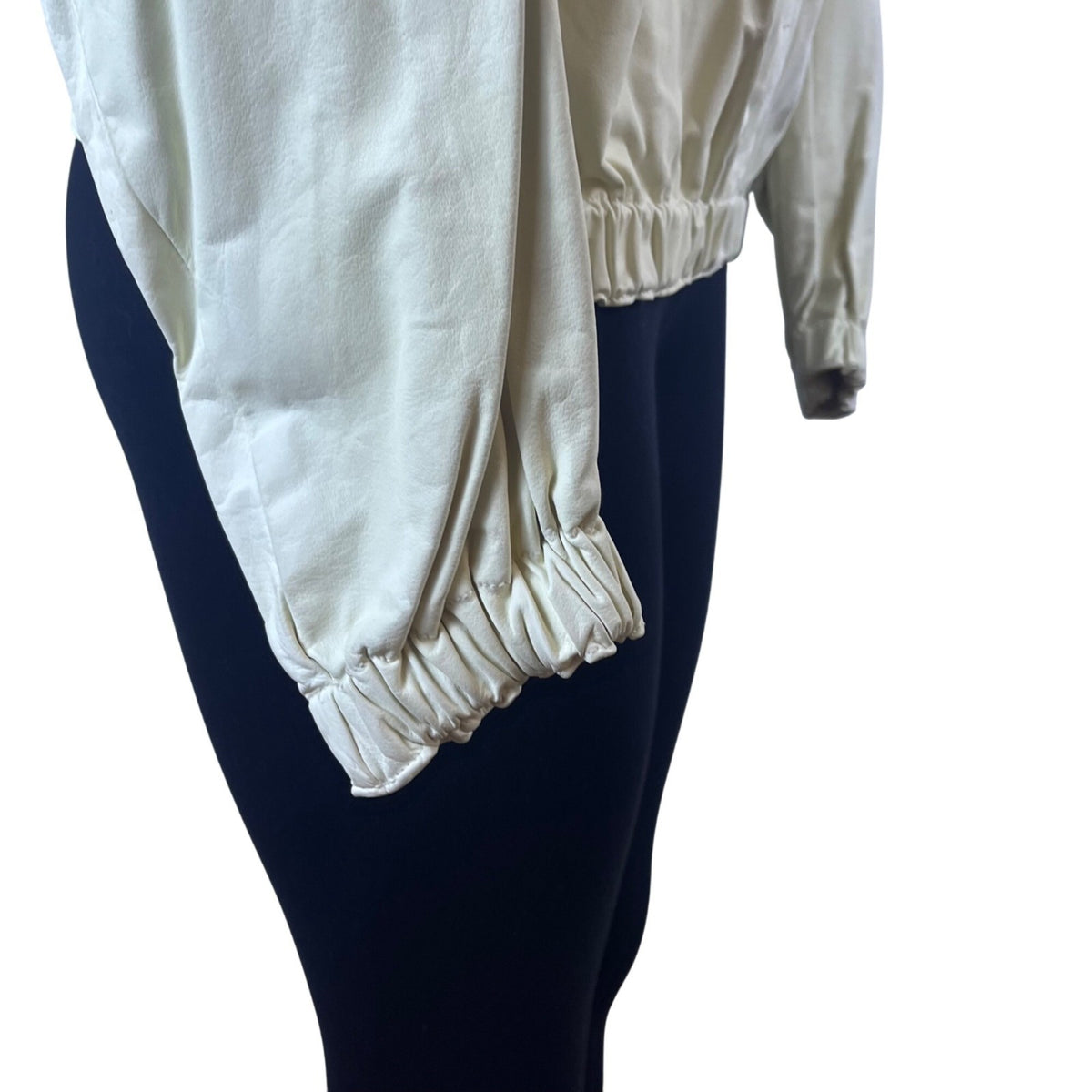 Polly Edwards Womens White Gem Embellished Vintage Sweater Jacket Elastic Hem