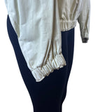 Polly Edwards Womens White Gem Embellished Vintage Sweater Jacket Elastic Hem