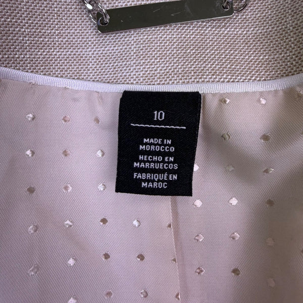White House Black Market Womens Beige Linen Blend Blazer Jacket Size 10
