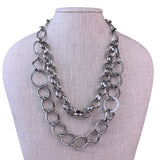 Chicos Womens Silver Tone Chain Necklace Adjustable Double Strand Jewelry