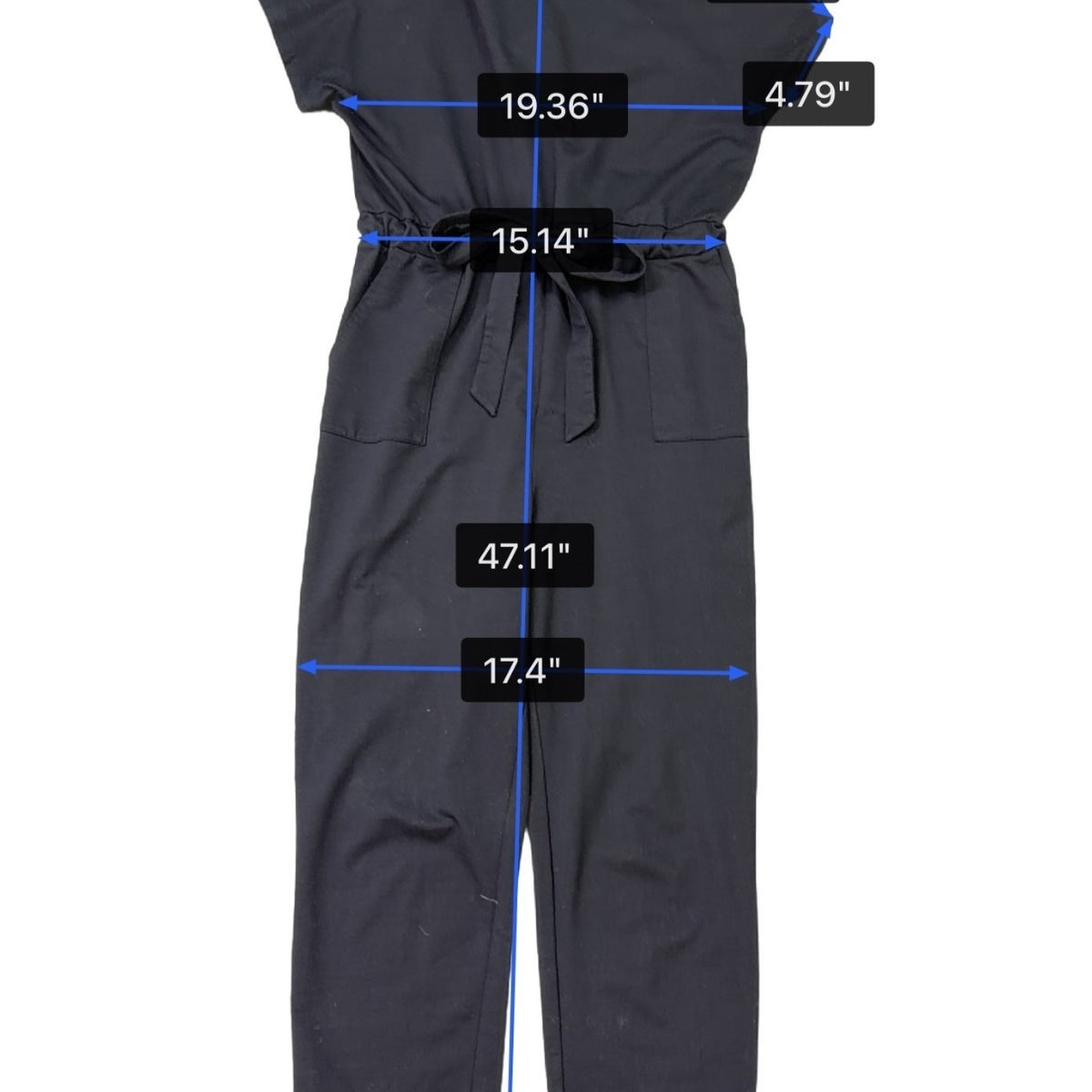 Piper & Scoot Womens Black Belted Short-Sleeve Jumpsuit Size L