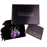 Joan Rivers Womens Gold Tone Iridescent Crystal Faceted Dangle Earrings