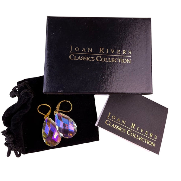 Joan Rivers Womens Gold Tone Iridescent Crystal Faceted Dangle Earrings
