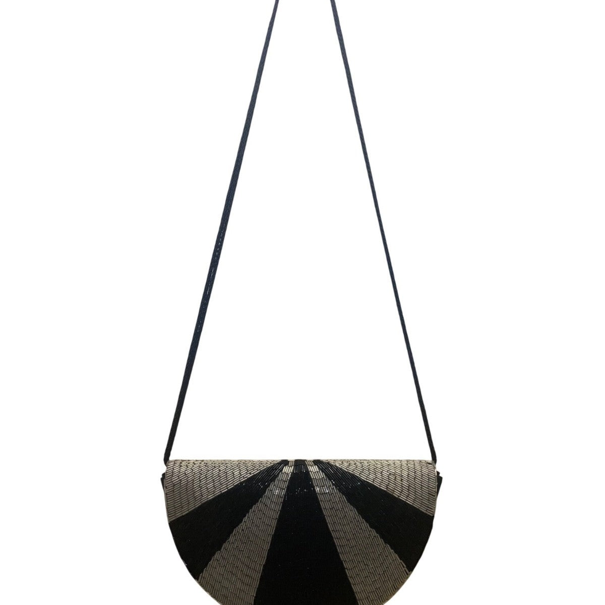 Impo Women’s Black & Silver Beaded Striped Half-Moon Crossbody Bag