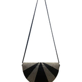 Impo Women’s Black & Silver Beaded Striped Half-Moon Crossbody Bag