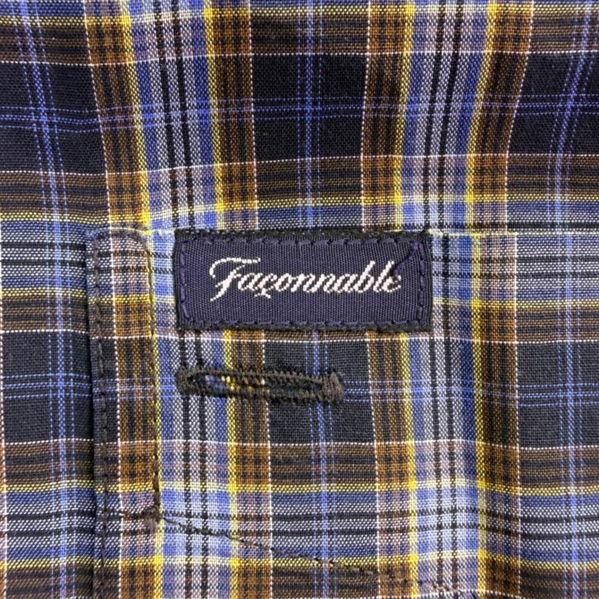 Faconnable Mens Blue Yellow Cotton Plaid Short Sleeve Button-Down Shirt Size XXL