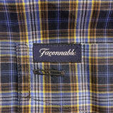 Faconnable Mens Blue Yellow Cotton Plaid Short Sleeve Button-Down Shirt Size XXL