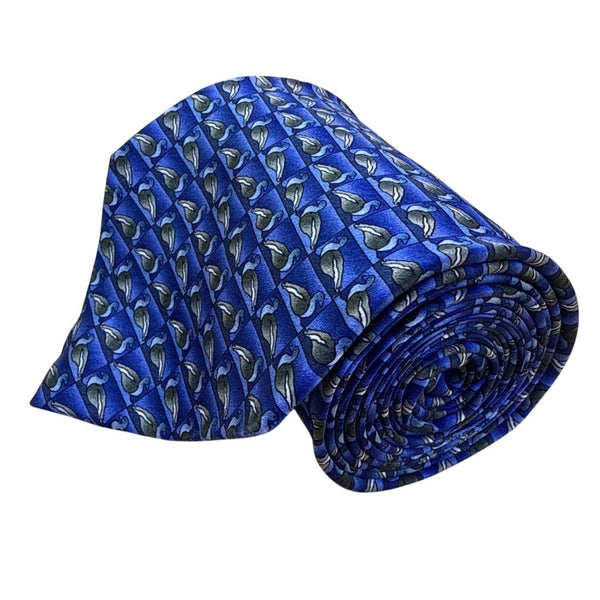 The Nature Conservancy Mens Blue Silk Duck Pattern Neck Tie Hand Made Imported