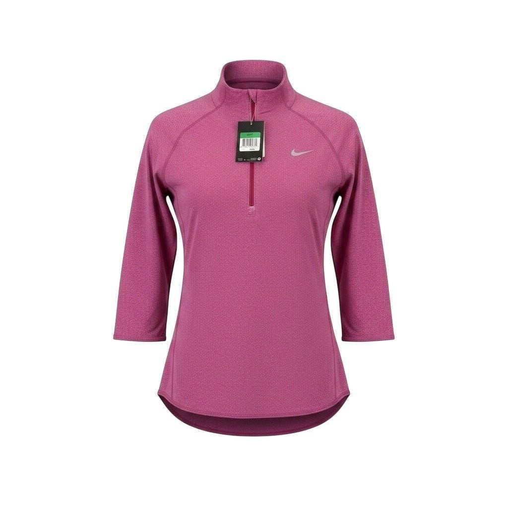 Nike Womens Pink Dri-Fit 3/4 Sleeve Zip Pullover Workout Shirt Sz  XL