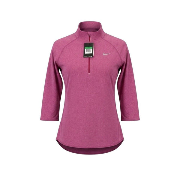 Nike Womens Pink Dri-Fit 3/4 Sleeve Zip Pullover Workout Shirt Sz  XL