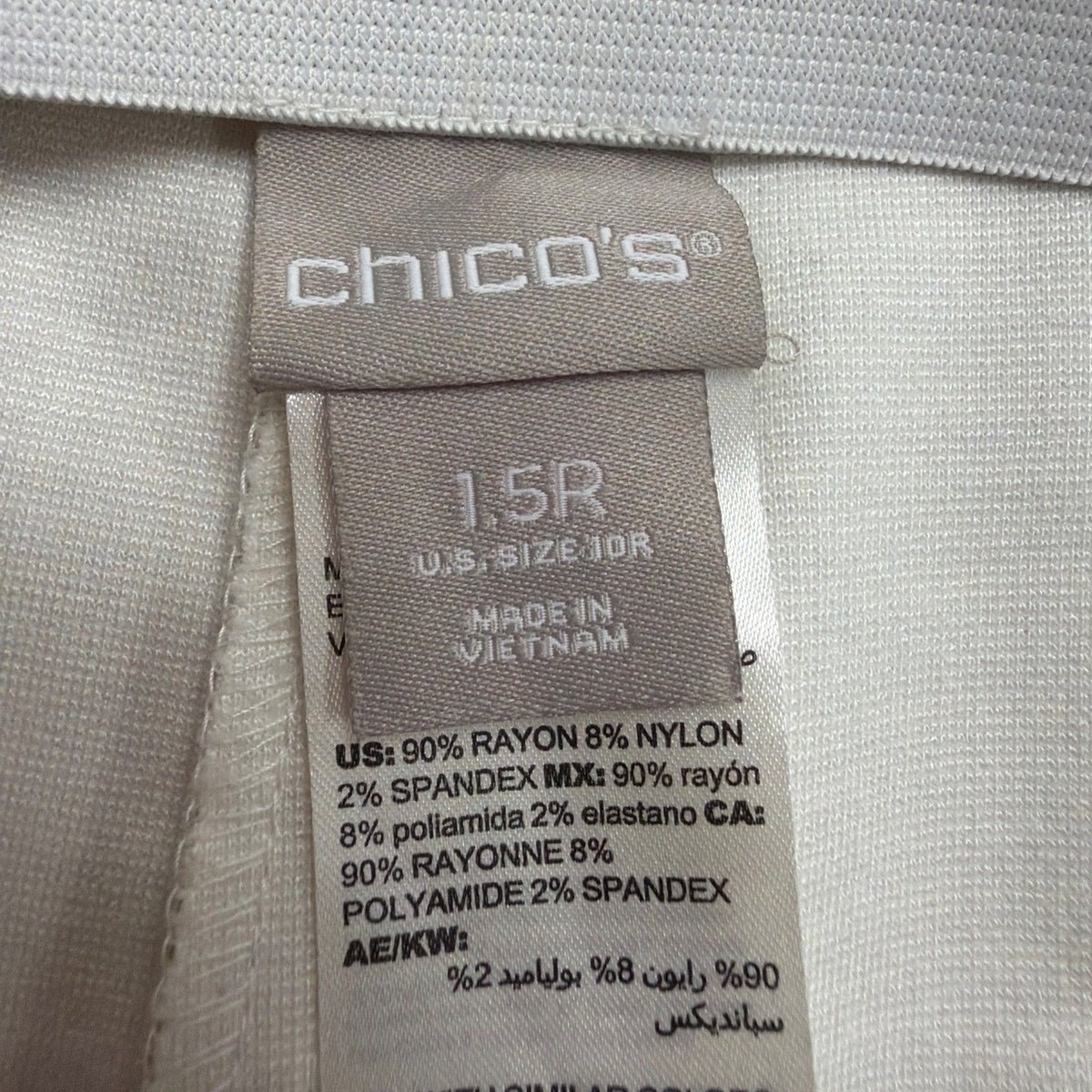 Chicos Womens Beige Houndstooth Straight-Leg Pants Size 15R
