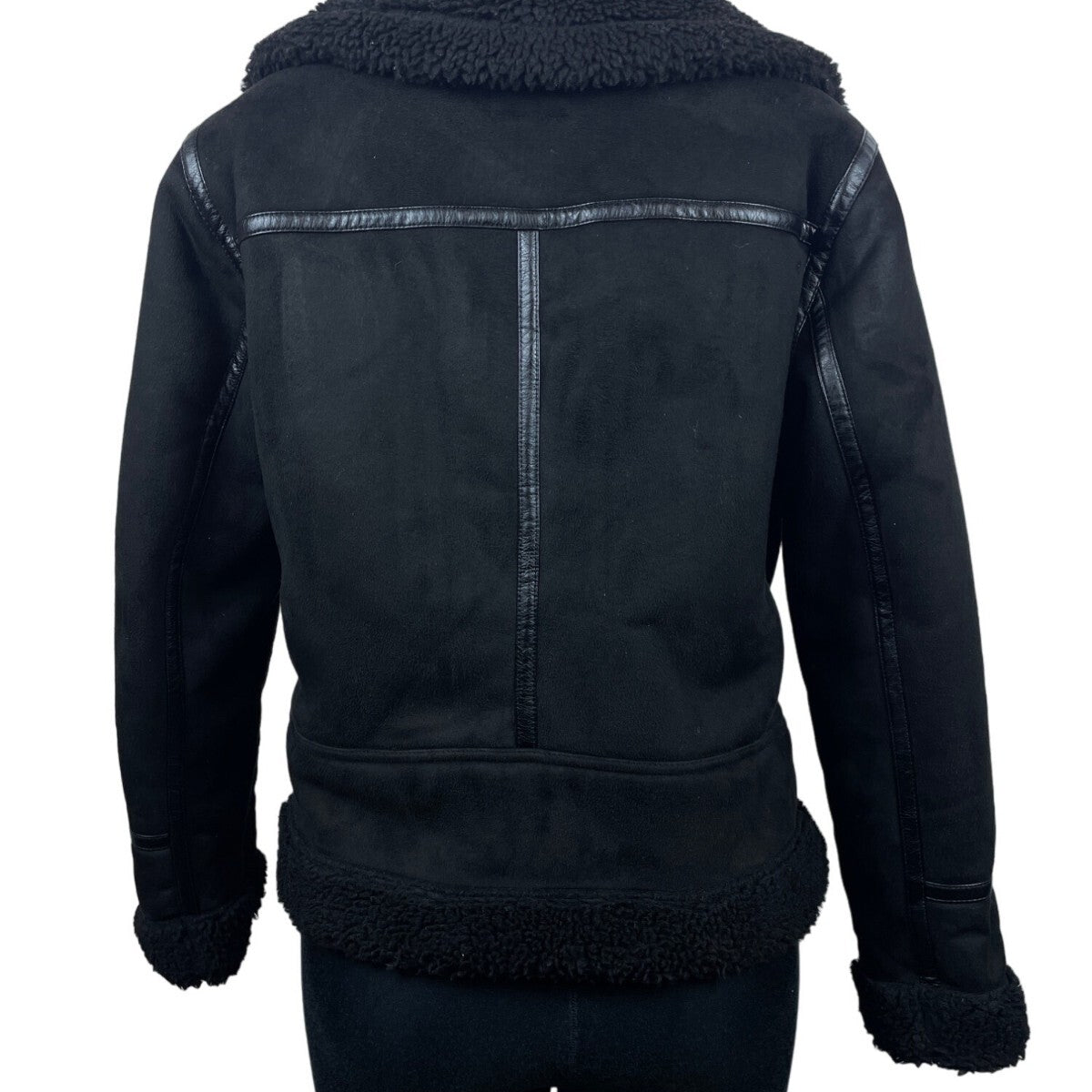 Zara Womens Black Moto Jacket With Belted Waist & Zipper Details Size L