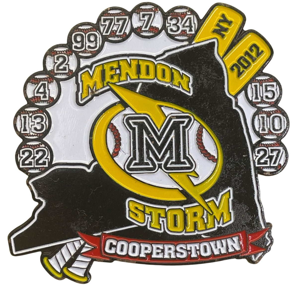Mendon Storm Cooperstown 2012 Baseball Trading Pin Black & Yellow