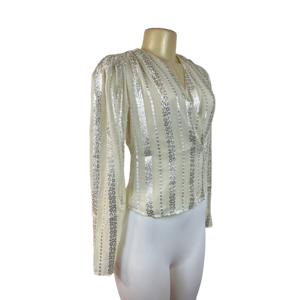 Mango Women's White Wrapped Blouse Sz 2