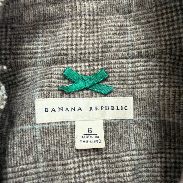 Banana Republic Womens Brown Wool Blend Plaid Pattern Blazer Button Front Sz 6