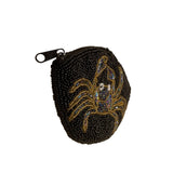 Handmade Women’s Metallic Black & Gold Beaded Crab Zipper Pouch