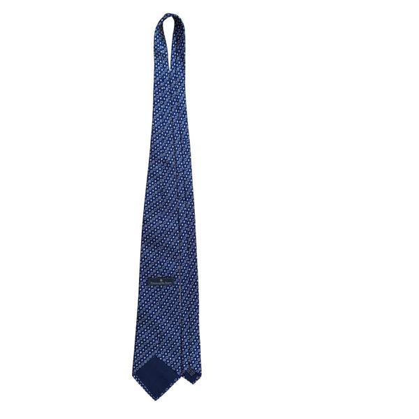Ermenegildo Zegna Mens Blue 100% Silk Patterned Tie With Logo Diamond Design