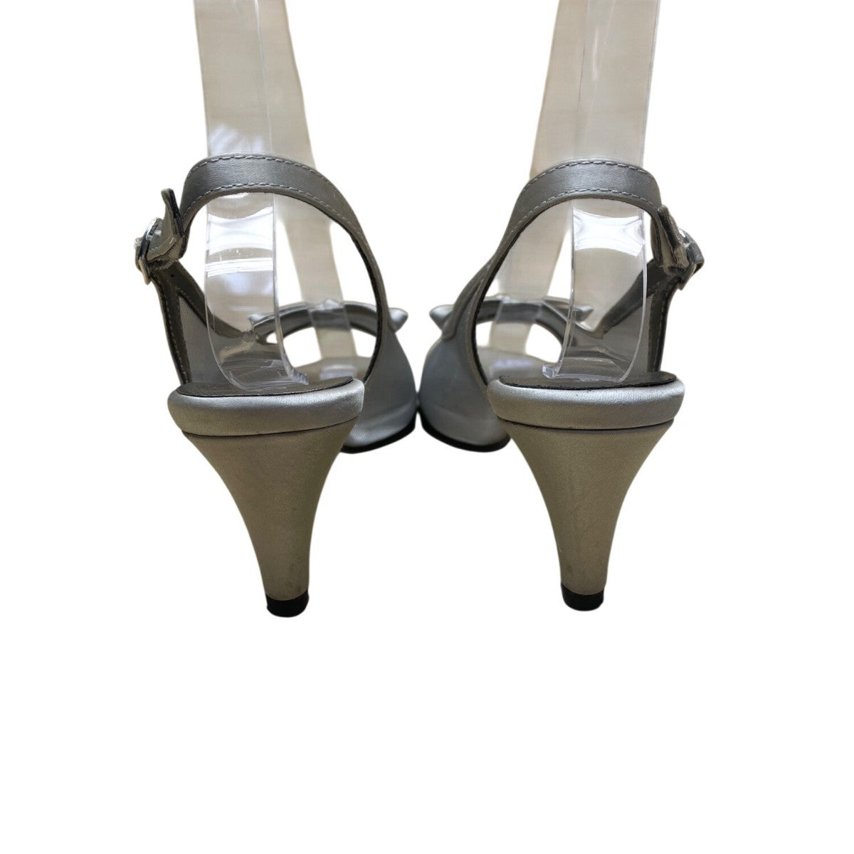David Tate Women’s Silver Satin Slingback Bow Accent Peep-Toe Heels Size 6.5M