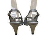 David Tate Women’s Silver Satin Slingback Bow Accent Peep-Toe Heels Size 6.5M