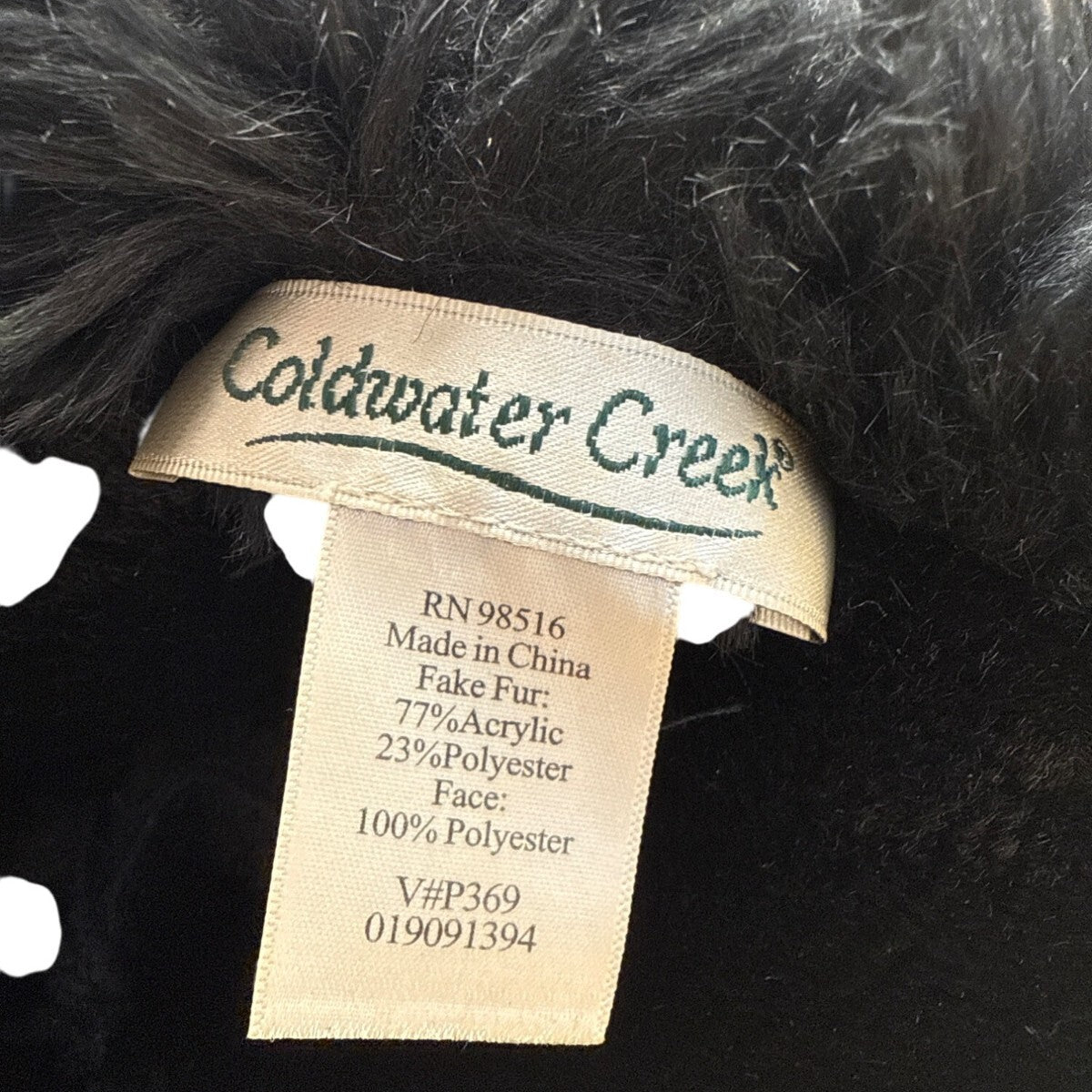 Coldwater Creek Womens Black Faux Fur Winter Bucket Hat