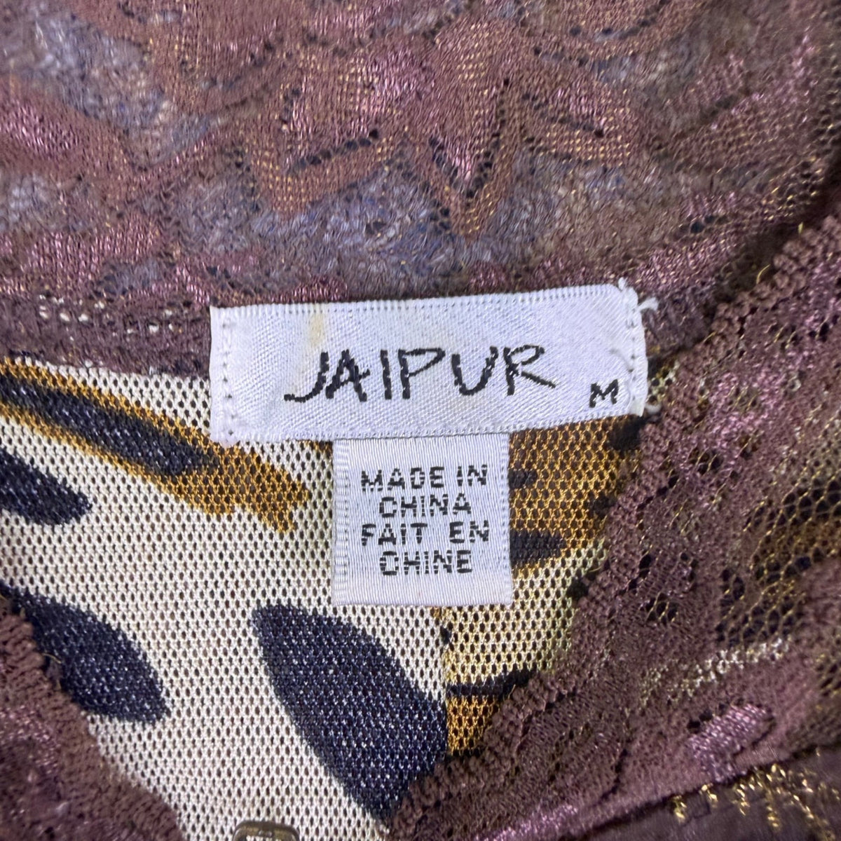 Jaipur Womens Multi-Color Animal Print Jacket With Lace Accents Size M