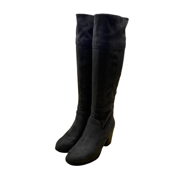 Diba Women’s Gray Suede Block Heel Pull-On Celia Knee-High Boots Size 7M