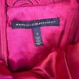 White House Black Market Womens Magenta Lace Sleeveless A-Line Floral Dress Size