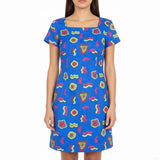 Jessica Howard Womens Blue Rayon Short Sleeve Geometric Print Dress Sz 12P - New