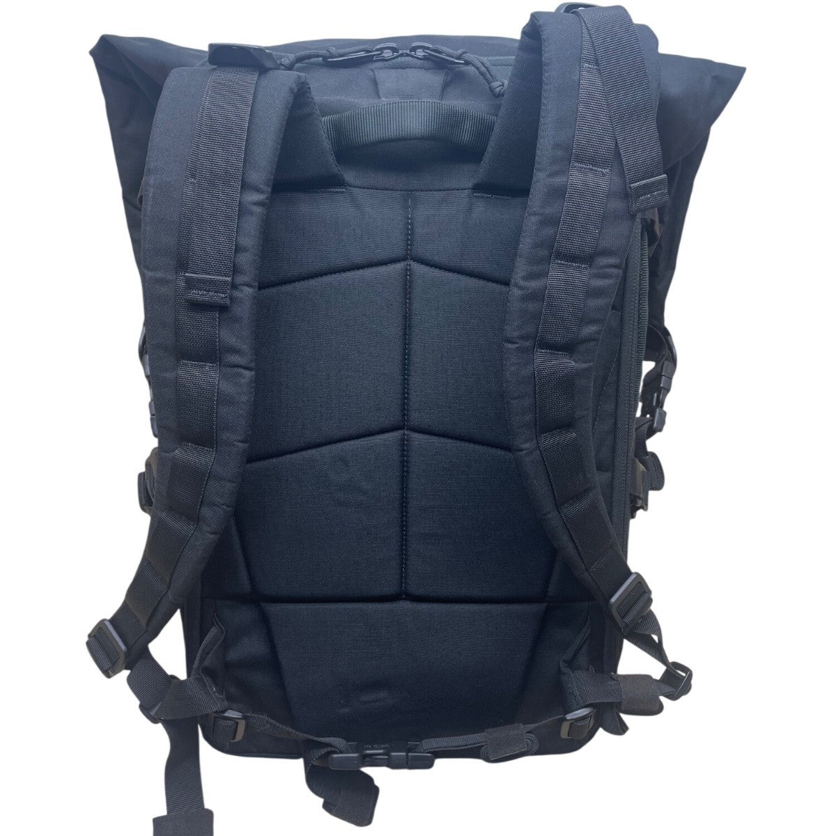 Attitude Unisex Black Nylon Padded Adjustable Straps RollTop Zip Around Backpack
