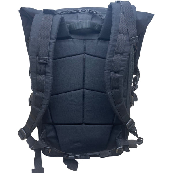 Attitude Unisex Black Nylon Padded Adjustable Straps RollTop Zip Around Backpack