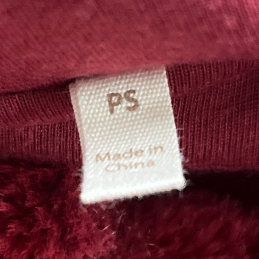 Soft Surroundings Women's Burgundy Faux Fur Hooded Jacket Full-Zip Pockets Sz SP