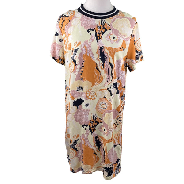 RVCA Womens Multicolor Viscose Floral Print Short-Sleeve T-Shirt Dress Size M